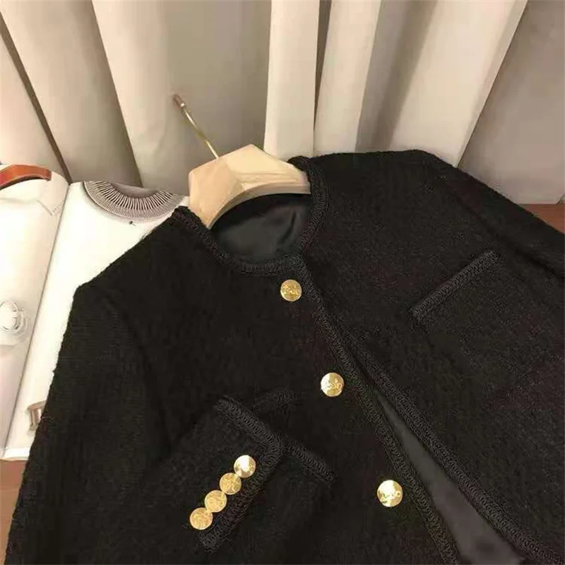 Женская куртка одежда Весенне-осенняя женская однобортная короткая с черным