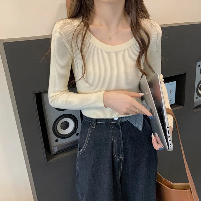 Нижняя рубашка с низким воротником женская осенне-зимняя внутренняя одежда