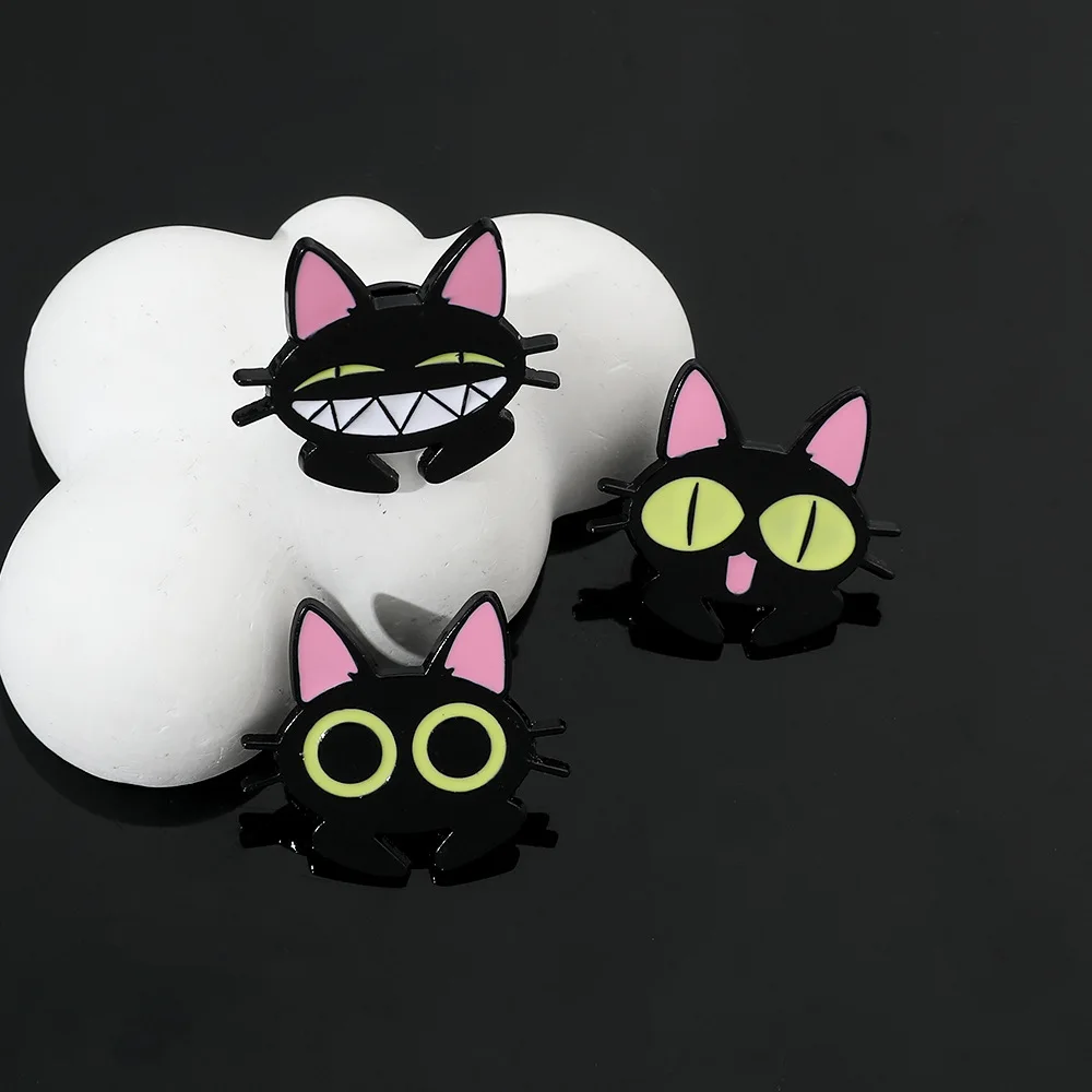 Персональная креативная металлическая брошь в виде мультяшного кота на Хэллоуин