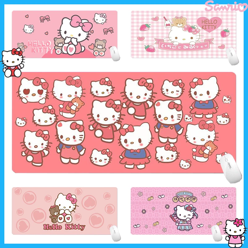 

Kawaii Sanrio Hello Kitty Mouse Pad Cartoon Cabinet Desk Pad Laptop Cute Keyboard and Mouse Anti-slip Pad Desktop Decoration