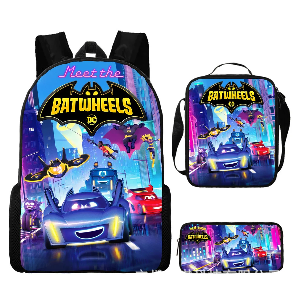 

Bat wheels Schoolbag Travel Backpack Lunch Bag Pencil Case Gift for Kids Students
