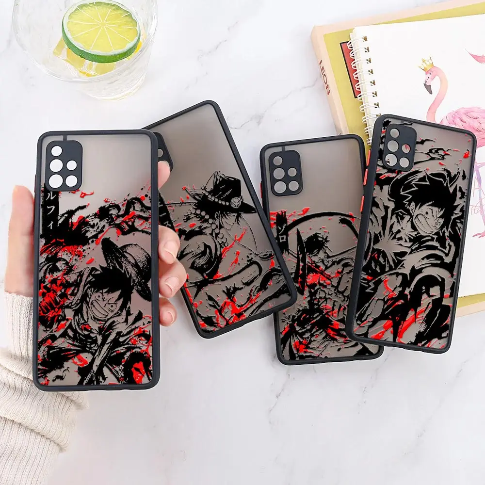 

O-One Art Pieces Anime Case For Galaxy A13 Coque Samsung A52 A53 5G A72 A73 A23 A33 21S A52s A32 Matte Funda Black L-Luffys-Aces