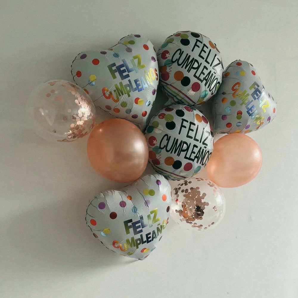 

9Pcs New 18-Inch White Love Spanish Aluminum Film Balloon Set Happy Birthday Party Anniversary Decoration