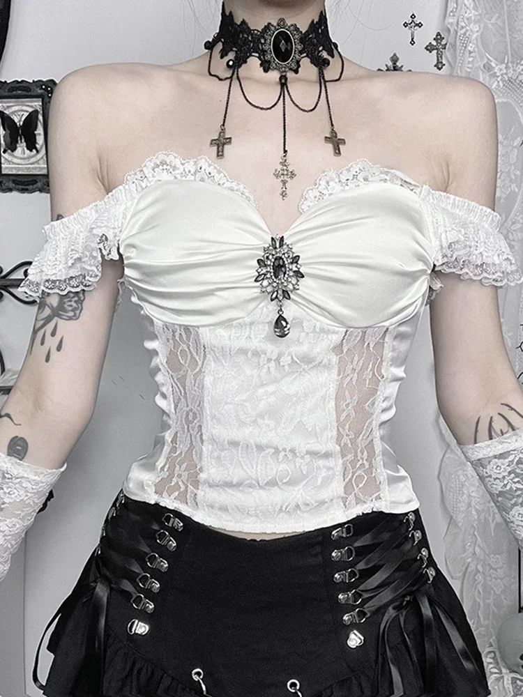 Женская футболка с открытыми плечами AltGoth белая уличная одежда в эстетическом