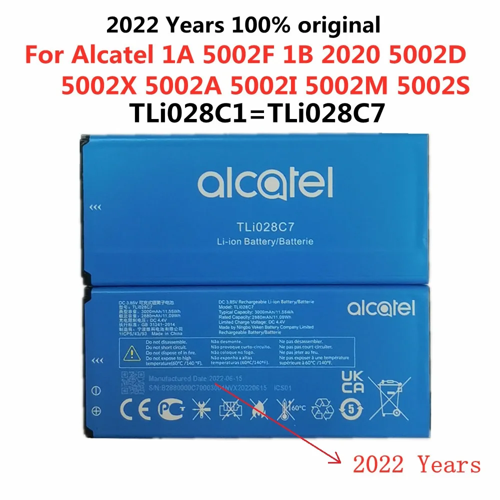 

2022 год, 100% оригинальный аккумулятор для Alcatel 1A 5002F 1B 2020 5002D 5002X 5002A 5002I 5002M 5002S TLi028C1 TLi028C7
