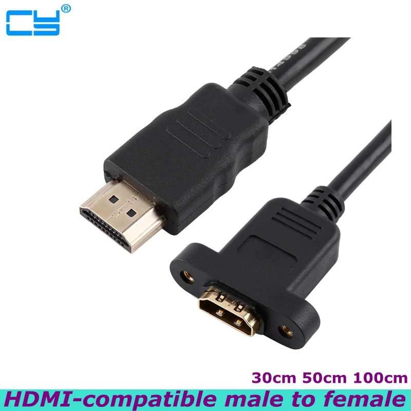

For Computer Motherboard Monitor TV, HDMI-Compatible Male to Female Extension Cable With Screw Hole, Pure Copper 19+1