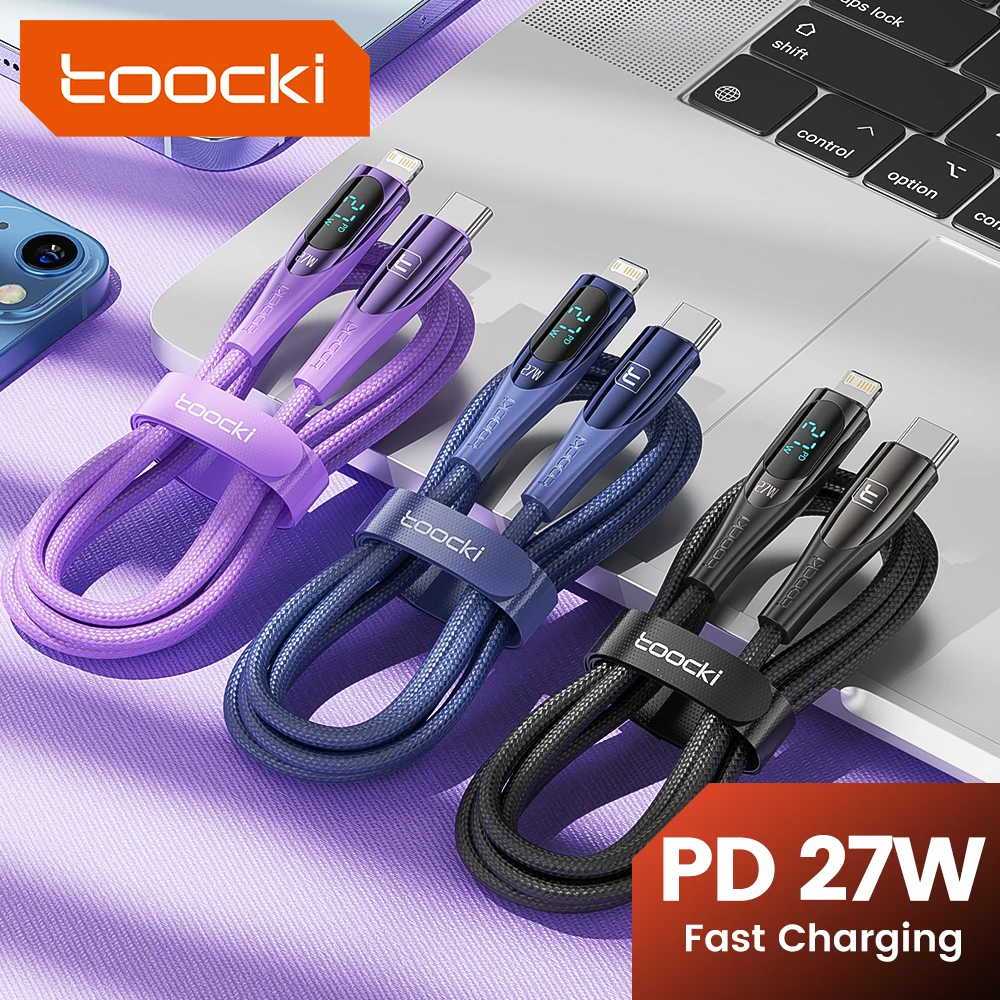 

Toocki 27W PD USB Type C Cable For iphone 11 12 13 14 Pro Max ipad Macbook Fast Charging USB C To Lightning Cable Digital Kabel