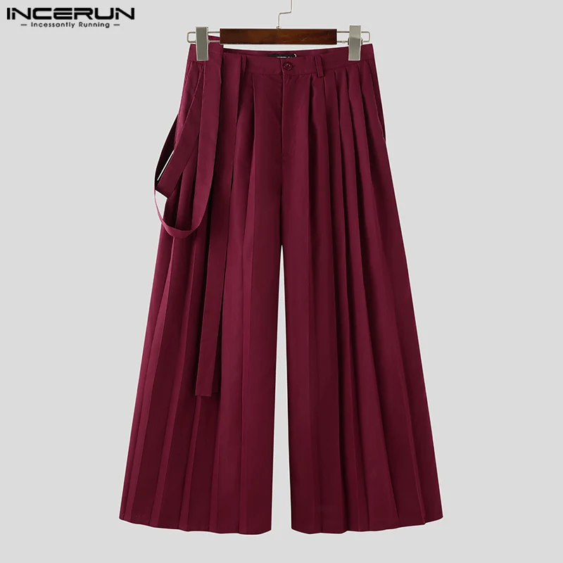 INCERUN 2024 модные брюки в корейском стиле мужские плиссированные длинные с