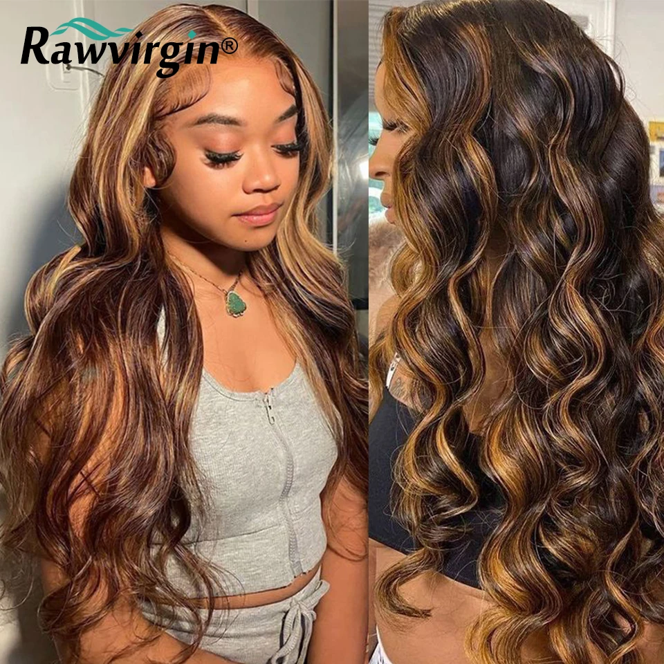 

4/27 Highlight 13x4 Lace Frontal Wig Colored Human Hair Wigs For Women Honey Blonde Body Wave Lace Front Wig Peruvian Remy Hair
