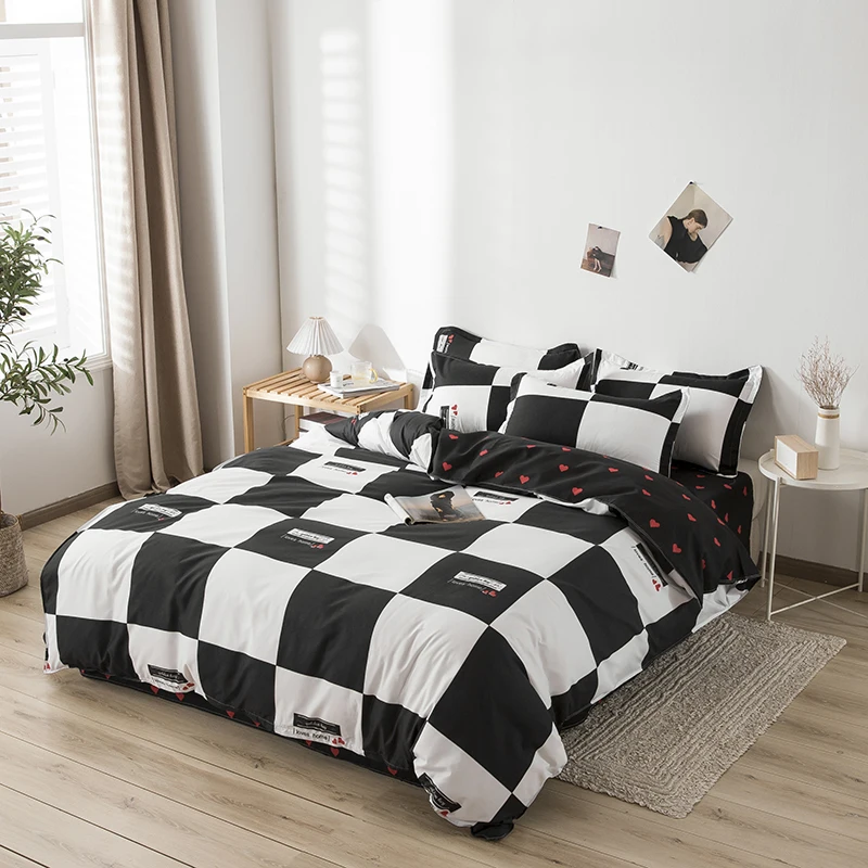 4pc Simple Bedclothes Quilt Cover Pillowcase Foure-Piece Set
