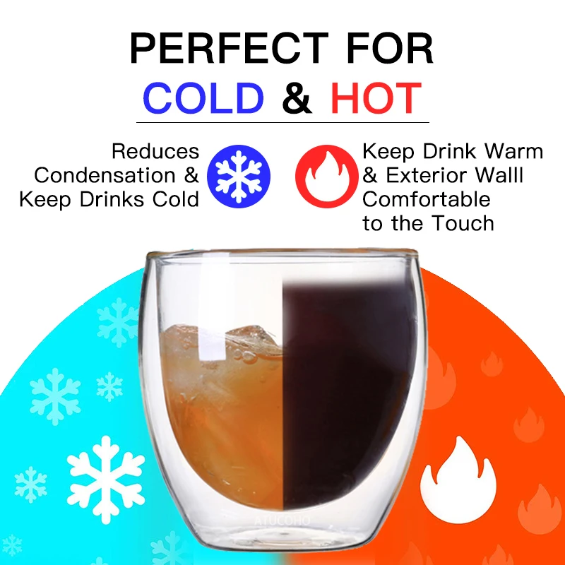 2-6 шт. термостойкая кружка из боросиликатного стекла с двойными стенками |