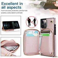 1pc zipper holster phone case with card package for iphone 11 12 mini 13 pro max xr x xs 7 8 plus wallet type protective cover