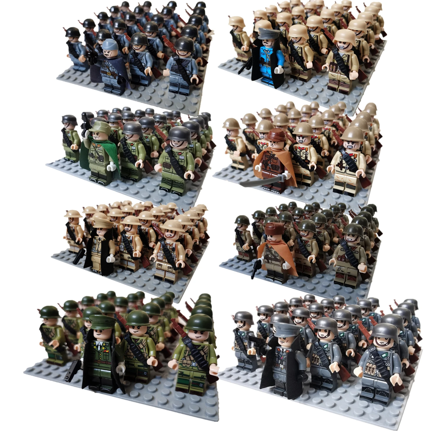 

New 21pcs/lot WW2 Military Building Blocks General And Soldier Array Soviet US UK China Figures Accessories Toys Christmas Gift