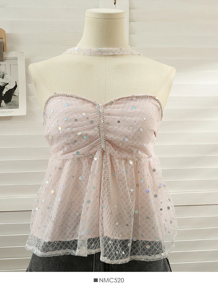 

Женская летняя рубашка с завышенной талией, с блестками