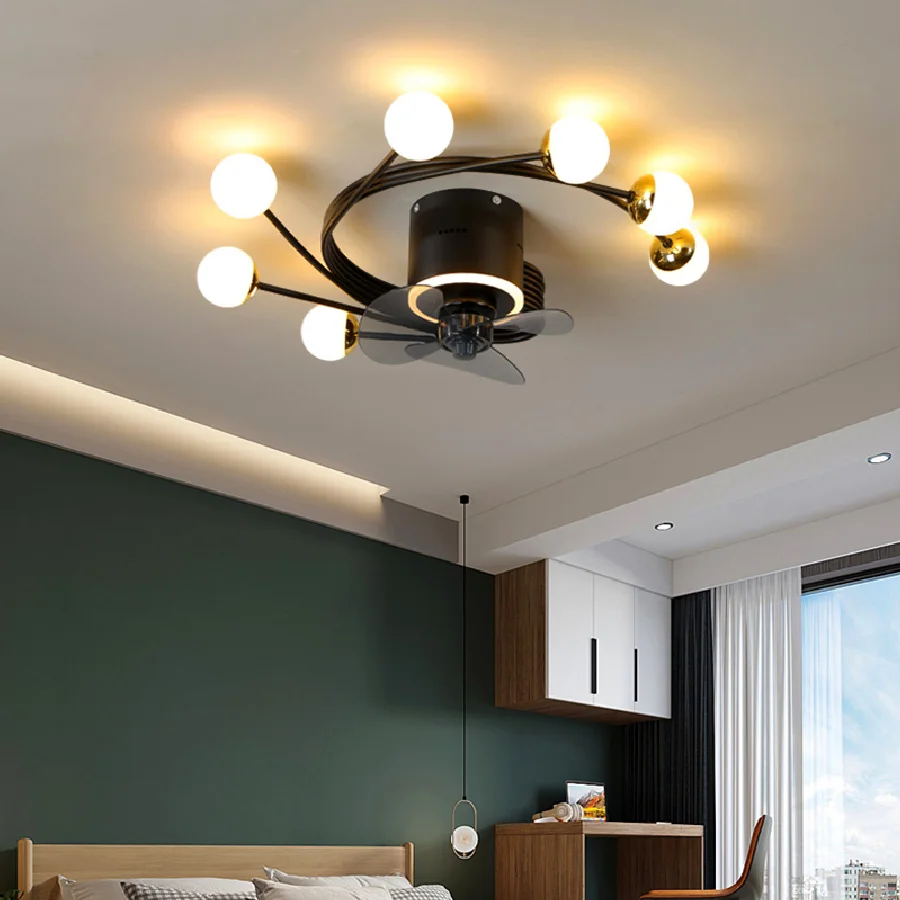 

Nordic bedroom decor led lights for room Ceiling fan light lamp restaurant dining room Ceiling fans with lights remote control