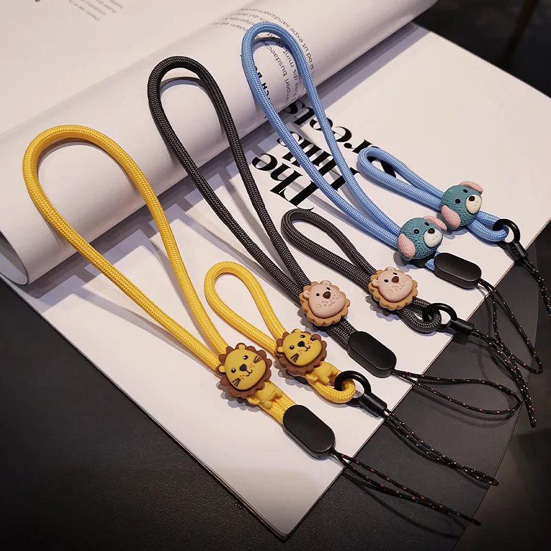 

Little Lion Simple Phone Lanyard Hand Wrist Lanyard String Short Grip Lanyard Mobile Phone Straps For USB Keychain DIY Hang Rope