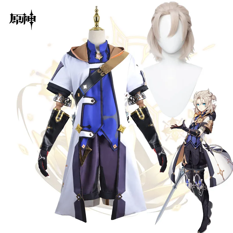 

Костюм для косплея Albedo для взрослых, косплей-костюм для игры Genshin Impact Deluxe, костюмы с одеждой, париком, обувью, курткой, униформой, париком, нар...