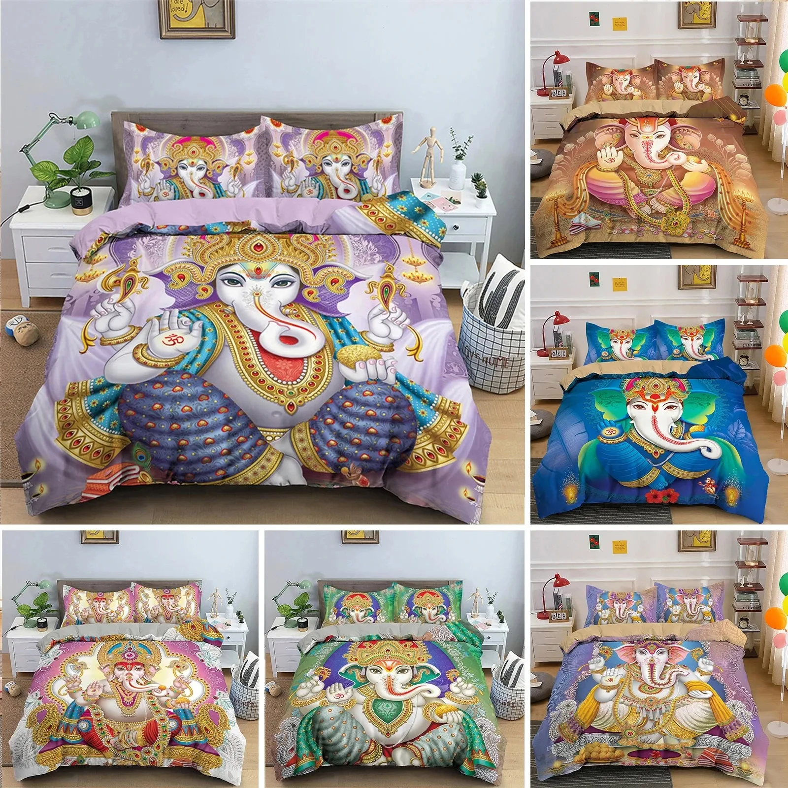 Лорд Ганеша пододеяльник из микрофибры индийский слон постельное белье в