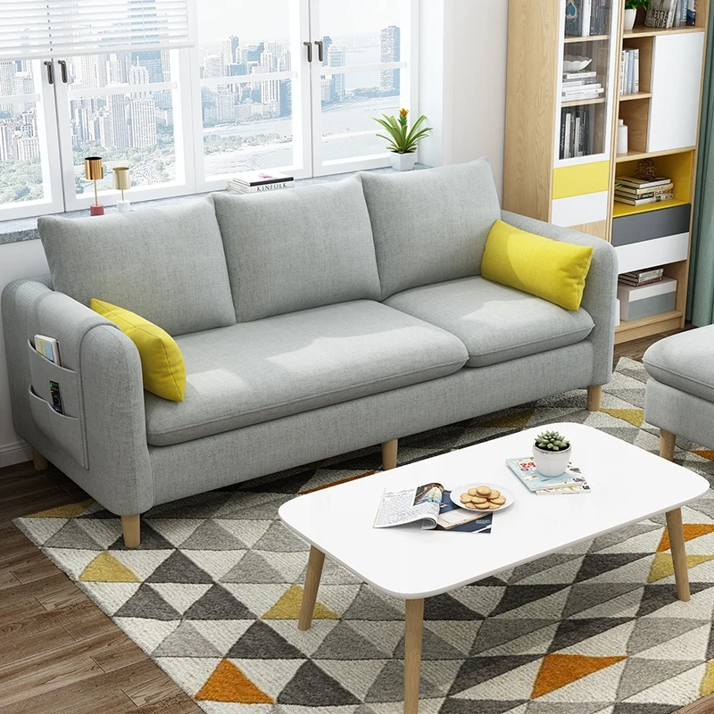 

Nordic cloth sofa single, double and three person small family clothing store living room modern simple decoration bedroom small