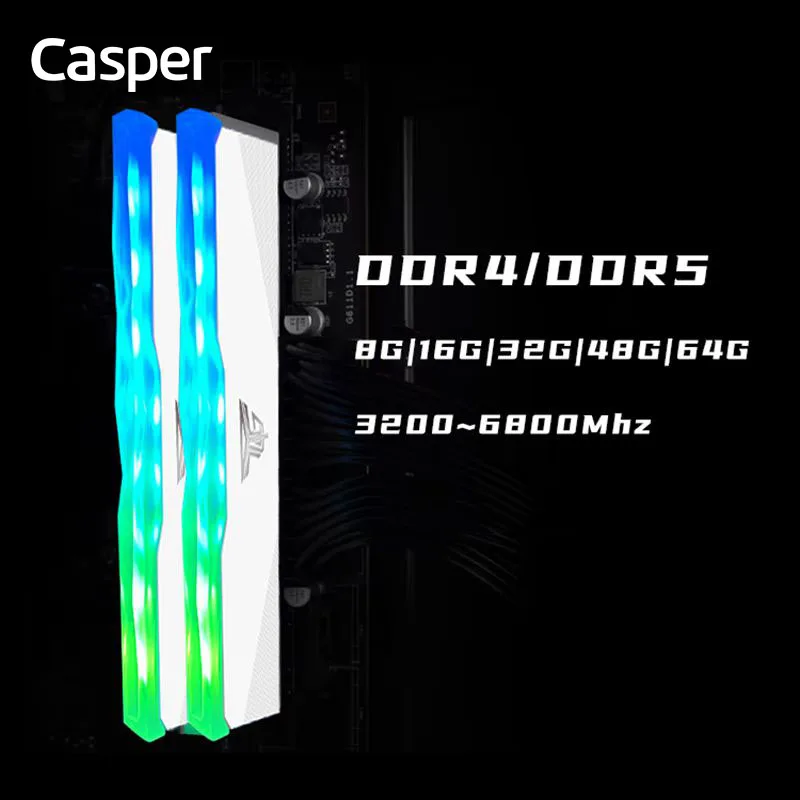 Память Casper RGB DDR4 Ram 16 ГБ 2666 МГц С Охлаждающим Плавником Белый Игровой Настольный