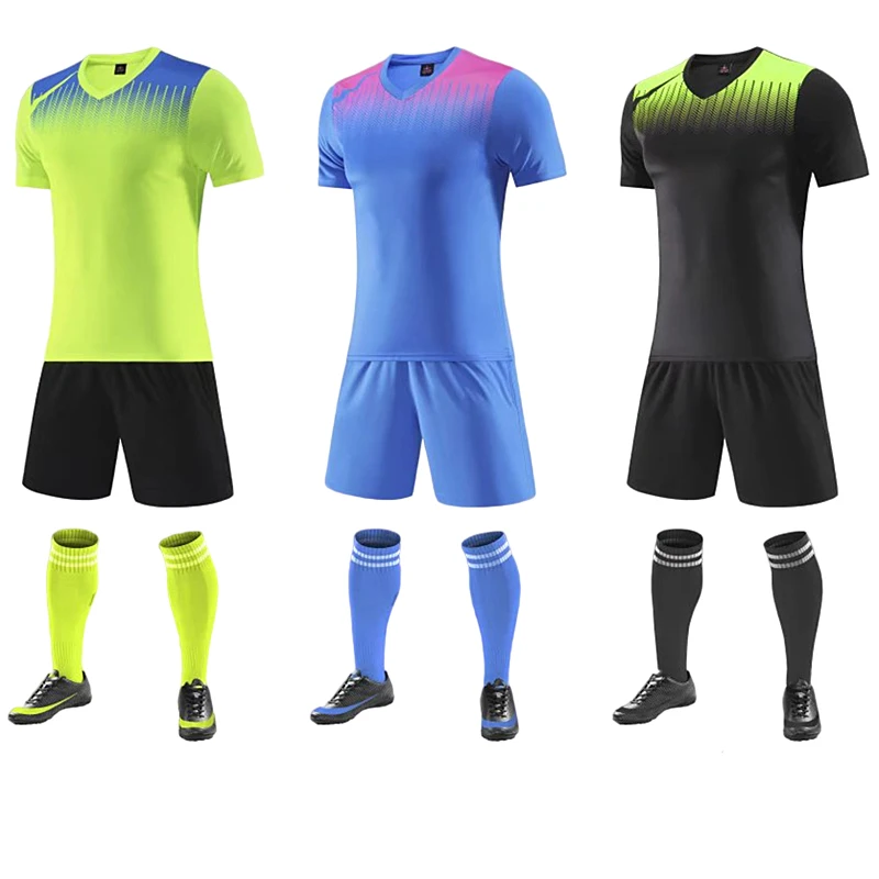

New Adult Children Soccer Jersey Uniform Men Futbol Sportswear Kids Short Sleeve Sportshirt Running Training Sets