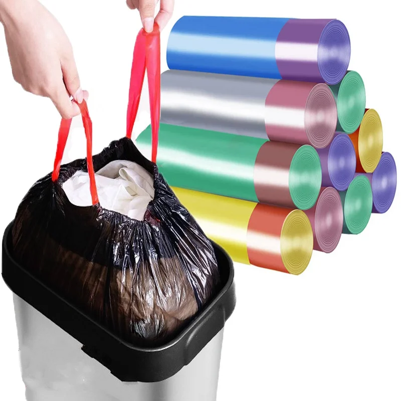 

Disposable Drawstring Garbage Bag Shorten Hands Not Messy Drawstring Plastic Storage Bags Household Kitchen Cleaning Accessories