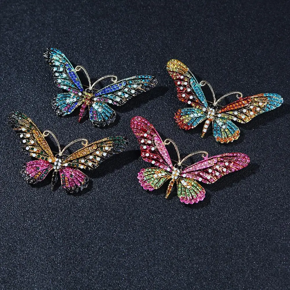 

Luxury Butterfly Brooch Pin Colorful Rhinestones Inlaid Enamel Temperament Vintage Lady Butterfly Brooch Pin Clothes Accessories