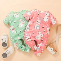 infant baby boys girls short sleeve rompers jumpsuit 2022 easter cartoon rabbit printed romper bodysuit cute baby clothes 3 24 m