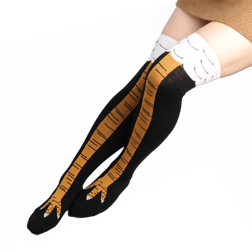 

3D забавные куриные зимние осенние женские носки до бедра высокие носки 3D Мультяшные Ainimals милые забавные тонкие носки для ног женские креати...