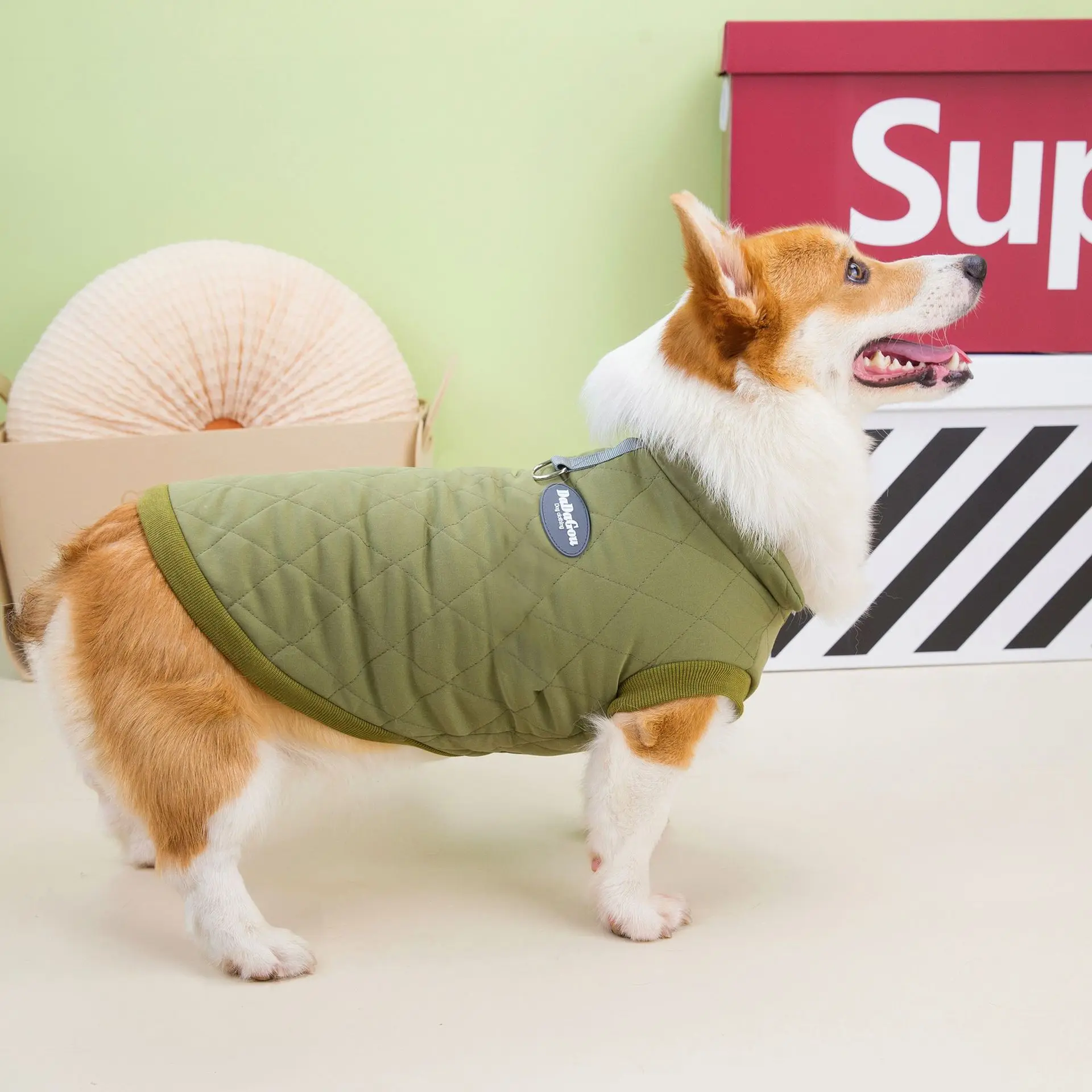 

Одежда для крупных собак Corgi такса осень и зима новая одежда для собак с короткими штанинами 23 корги алмазные шашки хлопковая одежда