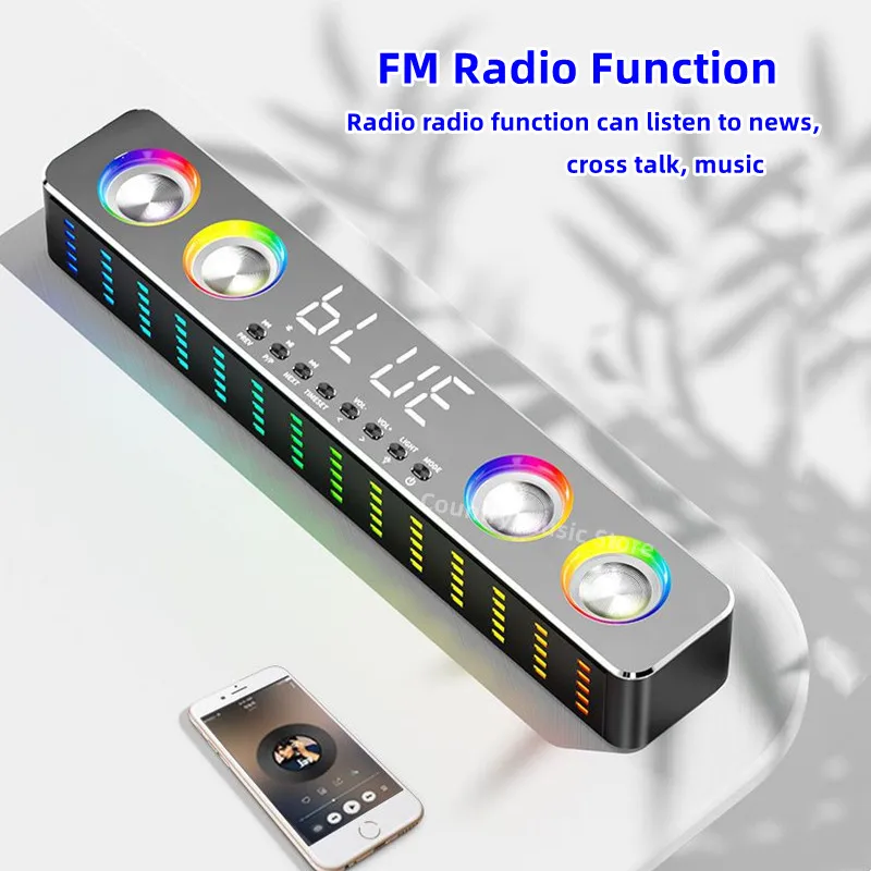 

RGB Wireless Clock Game Bluetooth Speaker Computer Soundbar 3D Stereo Music Centre Subwoofer Home Theatre Loudspeaker SOAIY A22