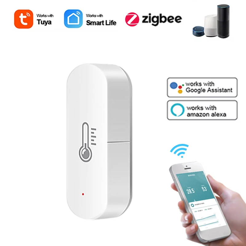 

Tuya Smart ZigBee Temperature And Humidity Sensor Indoor Hygrometer Controller Monitoring For Alexa Google Home Battery Powered