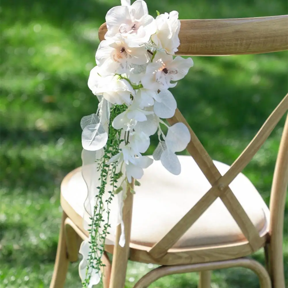 

[ NEW ARRIVALS ] Reusable Artificial Chair Back Flower Photography Props For Outdoor Wedding Church Chair Decoration