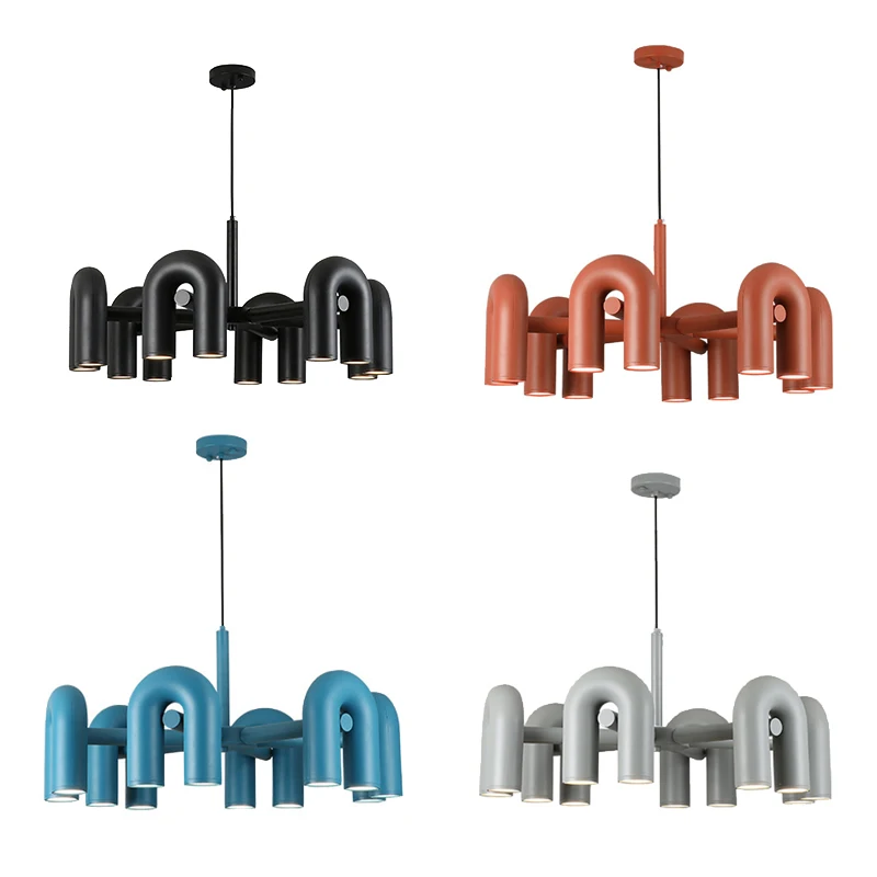 

Modern Minimalist Pendant Lights Black Lustres Home LED Blue Hanging Lamps for Ceiling Red Lampara Techo Room Decor for Bedroom