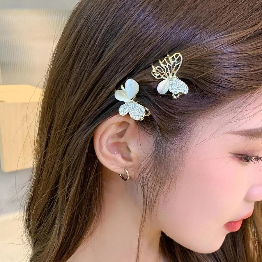 

Nieuwe Butterfly Metalen Krab Klauw Clip Voor Vrouwen Meisjes Charm Barrette Vol Strass Bruiloft Haar Accessoires Sieraden Gift