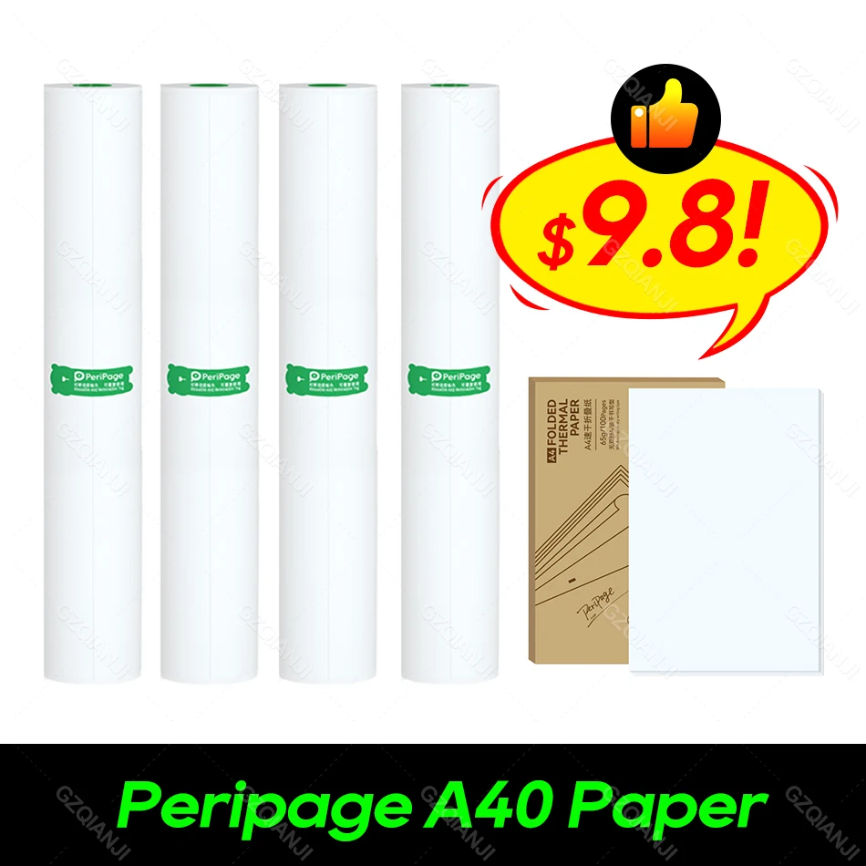 PeriPage A40 Official thermal paper Roll A4 210X30mm /210X297mm Thermal Fax Machine paper 5-10 Years or 2-3Years Paper
