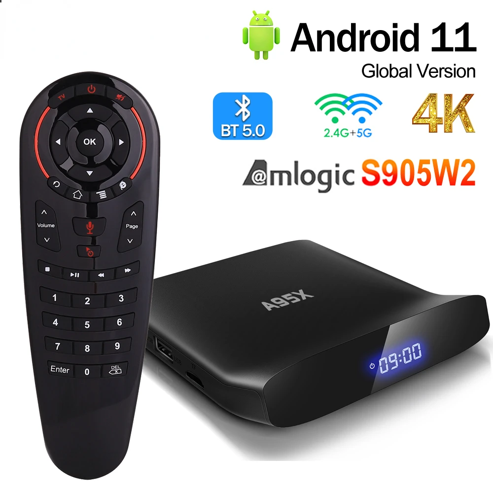 

A95X W2 Smart TV Box Android 11 Amlogic S905W2 4GB 64GB 2.4G&5G Dual Wifi 4K BT5.0 2GB 16GB A95XW2 Media Player Set Top Box Best