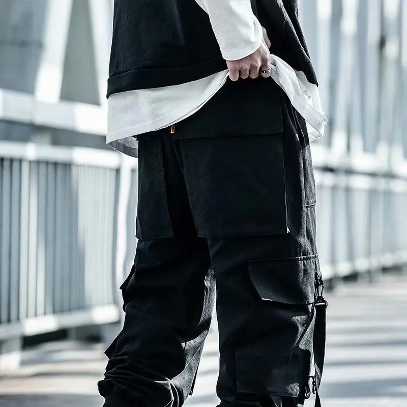Брюки-карго Techwear мужские тактические ленты хип-хоп повседневные уличные штаны с