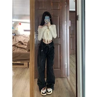 retro wide leg jeans womens baggy jeans spring 2022 new design high waist straight pants autumn washed black vintage sexy jeans