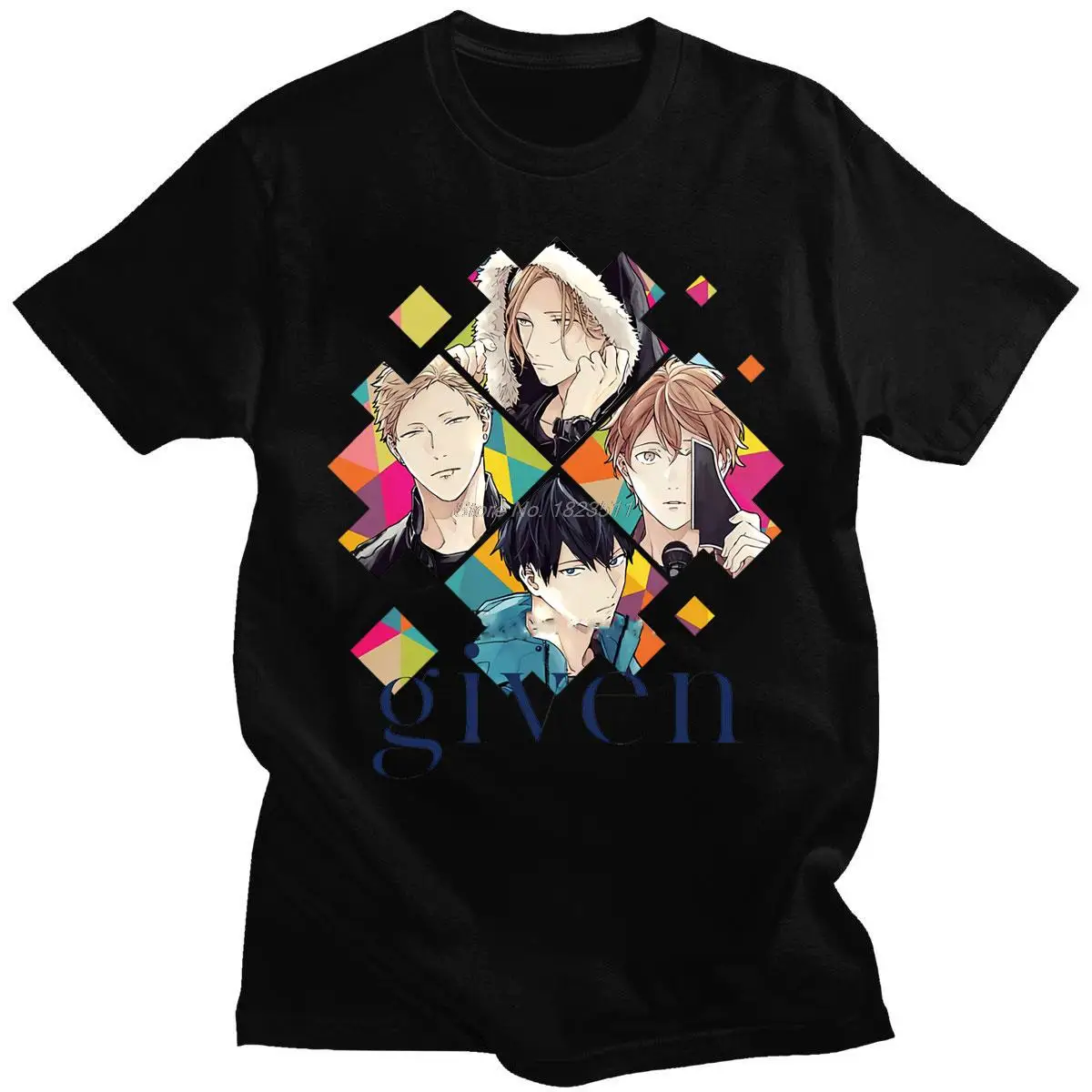 

Japanese Anime Yaoi Bl Given Print Tshirt Cartoon T Shirt Anime Music Short Sleeve Men Woman Fashion Casual Black T-shirt