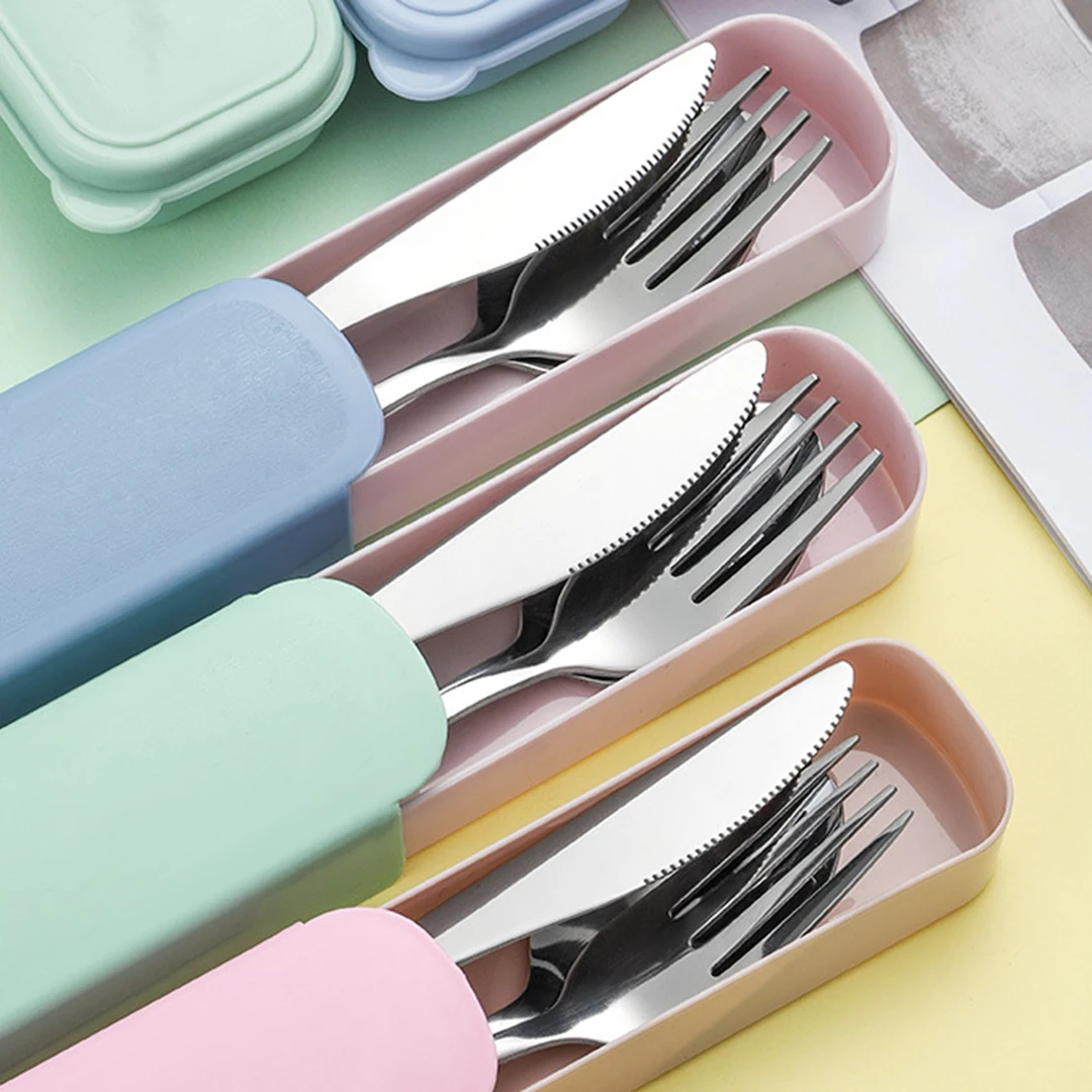 

Home Supplies Chopstick Fork Spoon Camping Kit Stainless Steel Cutlery Travel Set With Storage Box Portable Reusable Utensils