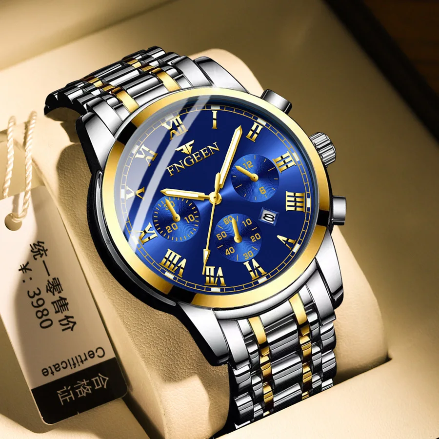 

2023 New Fashion Mens Watches Top Brand Luxury Stainless Steel Quartz Wristwatch For Men Military Waterproof Date Business Clock