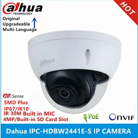 Встроенный микрофон Dahua, IP67 IK10 IR30M POE SMD WizSense IP-камера, замена детской купольной камеры