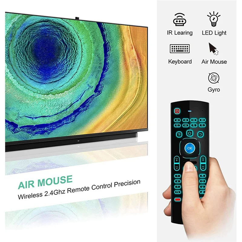 3X Air Mouse для Android Tv Box Мини Беспроводная клавиатура Remote с RGB подсветкой MX3 Pro IR Learning