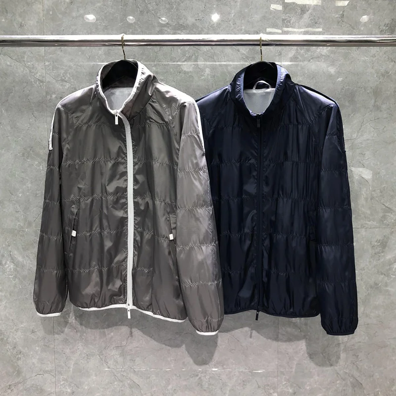 

Autumn THOM Jacket Spring New Full-Zipper Designer Casual Male Long Sleeve Slim Outerwear Men Solid Color TB Jackets