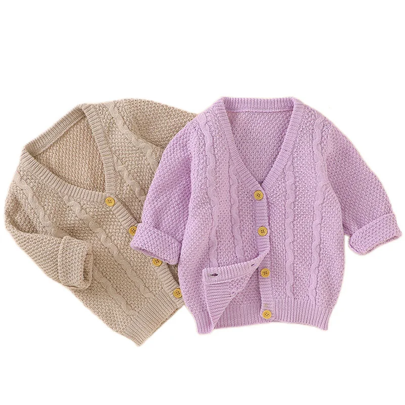 

Baby Sweater Autumn Newborn Boy Girl Clothes V Neck Long Sleeves Infant Knitted Cardigan Sweater Coat Kid Toddler Knitwear 0-24M