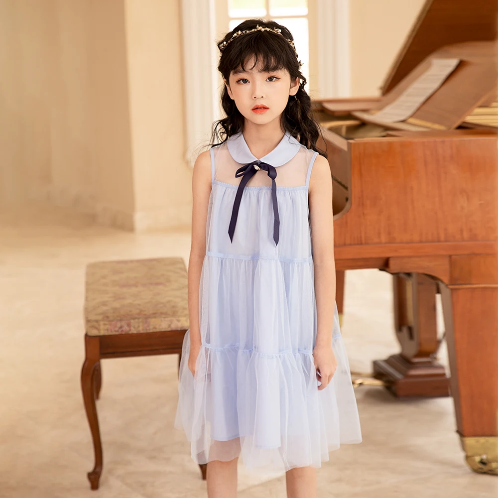 YourSeason Fashion Girl Mesh Princess Dresses 2022 Summer Children Preppy Style Clothes Cute Kids Girls Party Dress Sleeveless |