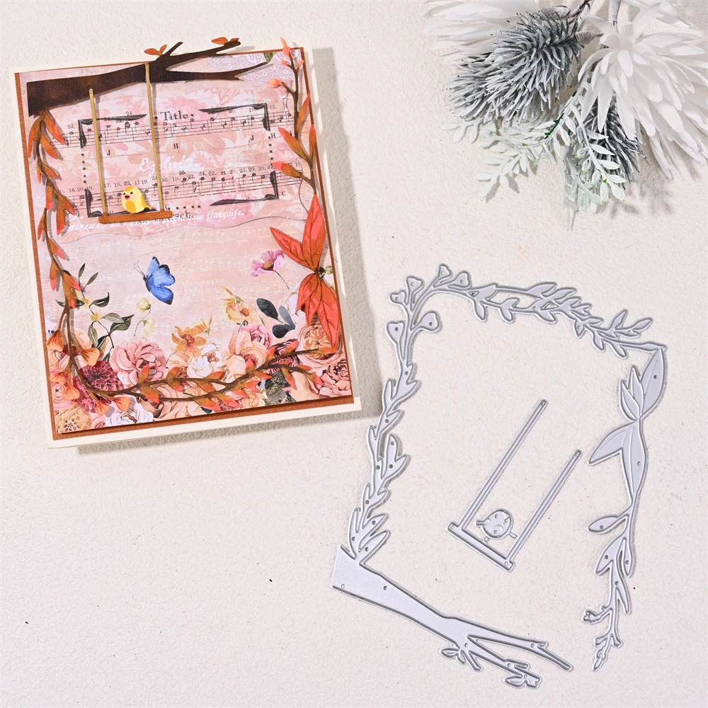 InLoveArts качающиеся металлические штампы для резки ствола дерева трафареты