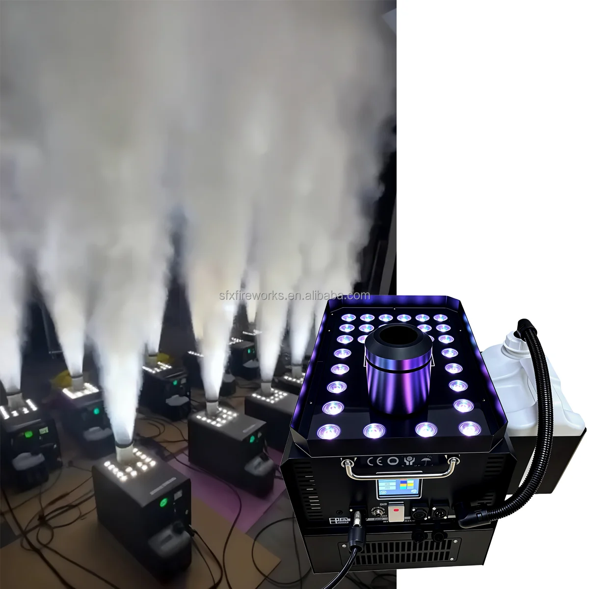 Фото Новая модель дым-машины Super Fog Jet 4000W с LED-подсветкой RGB для создания спецэффектов на сцене, для вечеринок, диджеев, ночных клубов и шоу №5