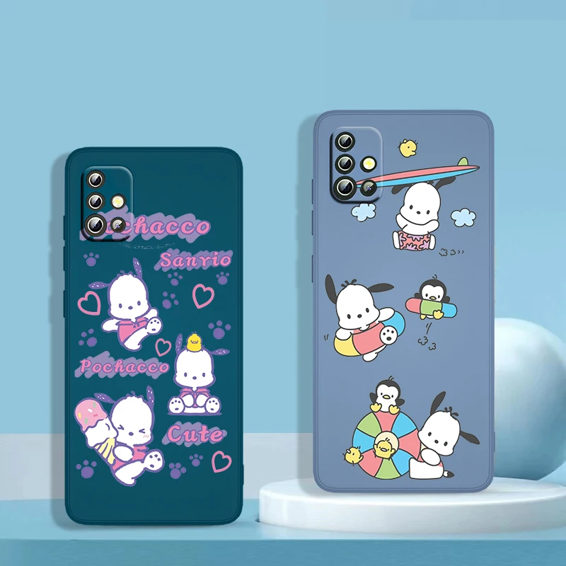 

Anime Pachacco Cartoon Phone Case For Samsung Galaxy A73 A53 A33 A52 A32 A22 A71 A51 A21S A03 A50 TPU Liquid Fundas Coque Cover